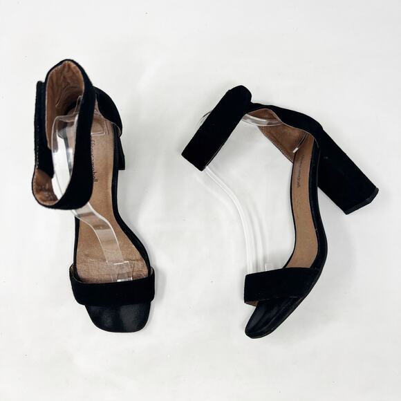 [Jeffrey Campbell] Black Holvey Suede Ankle Strap Chunky Block Heel Sandals Sz 9 - Picture 4 of 12